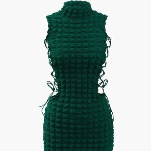 Chic Green Textured Midi Dress